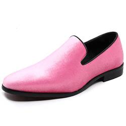Herren Vintage Samt Designer Klassisch Kleid Smoking Loafer Slip On Schuhe SM-03, rose, 44 EU von Metrocharm