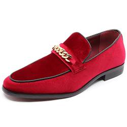 Herren Vintage Samt Designer Klassisches Kleid Smoking Slipper Loafer Slip On Schuhe Arthur-02, rot, 44 EU von Metrocharm