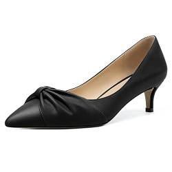 Mettesally Damen Kitten Absatz Kleid Gericht Schuhe Pointed Toe Slip On Kitten Absatz Fliege Party Schuhe Schwarz EU40 von Mettesally