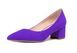 Mettesally Damen Klassische Pumps 5CM Geschlossene Zehe Elegant Komfort Freizeit Blockabsatz Schuhe Violett EU40 von Mettesally