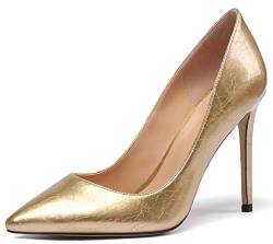 Mettesally Damen Pumps,Spitze Pumps,High Heel Hochzeit Schuhe,Stiletto Shoes Gold EU40 von Mettesally