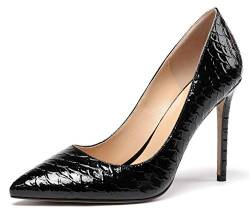 Mettesally Damen Pumps,Spitze Pumps,High Heel Hochzeit Schuhe,Stiletto Shoes Schlange schwarz EU38 von Mettesally