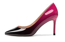 Mettesally Damen Spitz Zehen Fersen Gradient Slip auf Pumps Schuhe Schwarze Rose EU38 von Mettesally