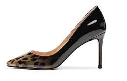 Mettesally Damen Spitz Zehen Fersen Gradient Slip auf Pumps Schuhe Schwarzer Leopard EU38 von Mettesally