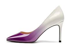 Mettesally Damen Spitz Zehen Fersen Gradient Slip auf Pumps Schuhe weiß lila EU38 von Mettesally