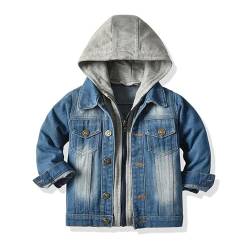 Jungen Baby Jeansjacke Hoodie Beiläufig Stilvoll Frühling Herbst Jeans Denim Coats Mädchen Mantel Kinder (Gray,130/5-6 Y) von Meufam