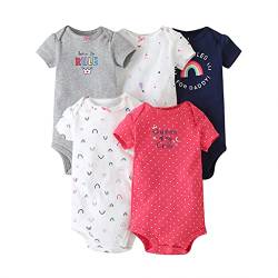 Meufam Bodys Kurzarm für Neugeborene Baby Jungen und Mädchen 5er Pack sommer 0-6m/6-9m/9-12m/12-18m/18-24m Baumwolle Geschenke （20112#，12-18 Months） von Meufam