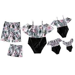 Meufam Familien Badeanzug, Einteiliger Damen Bikini Rüsche Sommer Badeanzüge Herren Badeshorts für Eltern und Kinder Lässige Passendes （Damen，XL） von Meufam