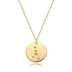 Gold Necklace Münze Disc Sternzeichen 12 Constellation Cancer Star Engraved Horoskop Zeichen Astrologie Anhänger 18K Gold Plated Chain Dainty Personalized Simple Jewelry von Mevecco