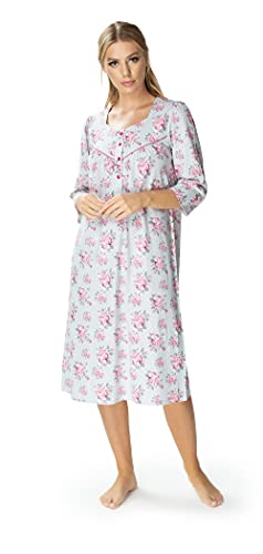 Mewa Baumwoll-Nachthemd Ingrid, 3/4 Ärmel, leicht, luftig, angenehm anzufassen Baumwolle, klebt Nicht am Körper, Damen-Pyjama, 100 Baumwolle von Mewa