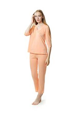 Mewa Damenpyjama Consuela uftig, leicht, angenehm anzufassen Pyjama für Damen Pyjama Set Nachtwäsche 38 Aprikose von Mewa