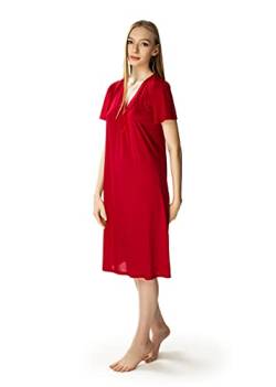 Mewa Nachthemd Damen Kurzarm mit Viskose Seide. Sexy Schlafanzug Frauen. Nachtwäsche Damen in vielen Farben und Größen. (58, Burgund) von Mewa