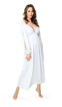 Mewa Weiß Nachthemd Ashanti für Damen Nachthemd mit bunter Stickerei Nachtwäsche, verführerische Damenunterwäsche (Weiß, 40/42) von Mewa