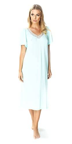 Nachthemd Lilia für Damen Nachthemd mit gestickter Applikation, Nachtwäsche, verführerische Damenunterwäsche (Minze, 46) von Mewa