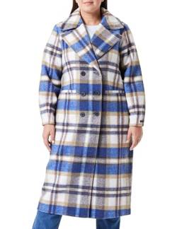 Mexx Women's Checked Trenchcoat, Bright Blue, M von Mexx