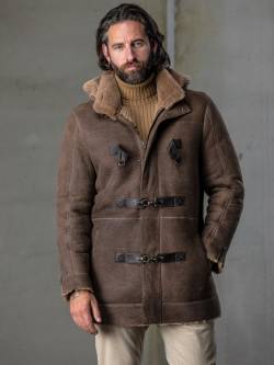 Mey & Edlich Herren Ad infinitum Lammfell-Dufflecoat braun 48 von Mey & Edlich