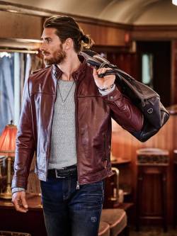 Mey & Edlich Herren Jacke Buff-Lederjacke rot 50 von Mey & Edlich