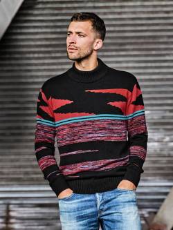 Mey & Edlich Herren Zickzack-Pullover schwarz 58 von Mey & Edlich