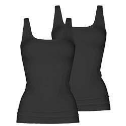 2er Pack Mey Damen Sporty-Hemden - Noblesse - 25102 - Schwarz - Größe 38 - Saumfreie Damen-Unterhemden - Top ohne Seitennähte von Mey