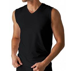 2er Pack Mey Herren Muskel-Shirt – Größe 6 – Schwarz – Tank Top – V-Ausschnitt – Unterhemd ohne Arm – Bi-elastisch – Kühlender Effekt – 46037 Dry Cotton von Mey