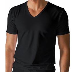 2er Pack Mey Herren Shirt - 46007 Serie Dry Cotton - Mit V-Ausschnitt - bi-elastisch - Angenehm kühl auf der Haut - Farbe Schwarz - Größe 7 von Mey
