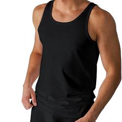 2er Pack Mey Herren Shirts – Gr. 7 – Schwarz – Tank Top - Coolmax-Fasern – Shirt Rundhals - Feuchtigkeitsregulierendes Unterhemd ohne Arm – 46000 Basic Cotton von Mey