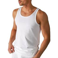 Mey 2er Pack Herren Tanktop – Größe 5 – Weiß – Männer Tank Top - Coolmax-Fasern – Shirt Rundhals - Unterhemd ohne Arm – 46000 Dry Cotton von Mey