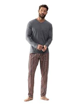 Mey Night Serie Melange Striped Herren Schlafanzüge lang Quartz Melange XXL(56) von Mey