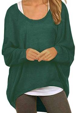 Meyison Damen Lose Asymmetrisch Sweatshirt Pullover Bluse Oberteile Oversized Tops T-Shirt Dunkel Grün M von Meyison