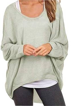 Meyison Damen Lose Asymmetrisch Sweatshirt Pullover Bluse Oberteile Oversized Tops T-Shirt Grau XL von Meyison