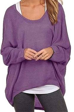 Meyison Damen Lose Asymmetrisch Sweatshirt Pullover Bluse Oberteile Oversized Tops T-Shirt Violett L von Meyison