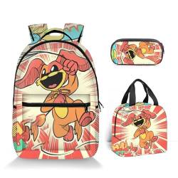 MezHi Smiling Critters Anime Backpack, Smiling Critters Series, Smiling Critters Lightweight Backpack, Meal Bag, Pencil Case, Backpack for Boys and Girls, Gifts for Men and Women von MezHi