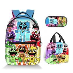 MEZHI Smiling Critters Anime Backpack, Smiling Critters Series, Smiling Critters Lightweight Backpack, Meal Bag, Pencil Case, Backpack for Boys and Girls, Gifts for Men and Women von MezHi
