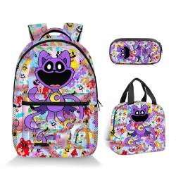 MEZHI Smiling Critters Anime Backpack, Smiling Critters Series, Smiling Critters Lightweight Backpack, Meal Bag, Pencil Case, Backpack for Boys and Girls, Gifts for Men and Women von MezHi