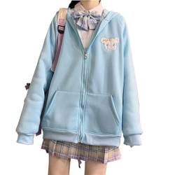 Mfacl Hoodies Sweatshirt Kleidung Frauen Hoodies Frühlingsmode Kawaii Kaninchenohren Sweatshirt Langarm Lose (Color : Blue, Size : M) von Mfacl