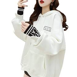 Mfacl Nette Hoodies Sweatshirt Womens Kleidung Frühling und Herbst dünne gefälschte Zweiteilige Pullover Frauen Neue Top-Kapuze-Mantel (Color : White, Size : L) von Mfacl