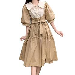 Mfacl Niedliche Lolita Kleid Rock Sommerkleider Frauen Sommer 2021 Kawaii Kleider Süße Puffhülse Sommerkleid Lolita Outfits (Color : Khaki, Size : S) von Mfacl