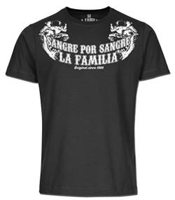 LA Familia ORIGINAL Double T-Shirt, IN DER MODEFARBE Black HOCHWERTIGE VERARBEITUNG Motiv Front- UND Backprint 100% Baumwolle SCHWERE QUALITÄT (L) von Mi Barrio
