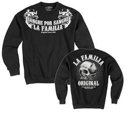 LA Familia ORIGINAL. „Double“ Herren Sweat Shirt SCHWARZ (L) von Mi Barrio