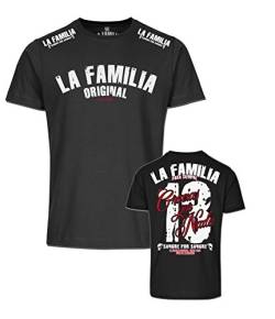 La Familia Original Fight, Black Line Herren T-Shirt 13, schwarz 100% Baumwolle (L) von Mi Barrio