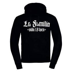 La Familia Vida Loca 13 Original, Kapuzenpulli/Hooded, Männer Herren in rot oder schwarz (XXL, Schwarz) von Mi Barrio