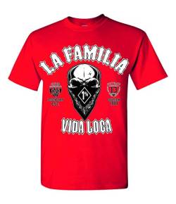 La Familia Vida Loca Original, Fuckin Criminal T-Shirt, schwarz, weiß, grau, rot (L, rot) von Mi Barrio
