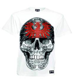 Mi Barrio Herren T-Shirt Art Big Skull weiß New Generation mit rotem Adler im Bandana !!! Achtung FÄLLT 1NUMMER GRÖSSER AUS(XL) von Mi Barrio