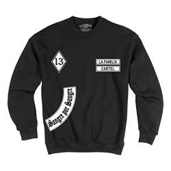 Mi Barrio LA Familia ORIGINAL Herren, Jungs, Ultras Sweatshirt, Schwarz, „MC13“ Sweat Shirt Skull, La vida loca (3XL) von Mi Barrio