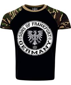 SONS of Frankfurt, Adler Patch, Herren, Jungs, Bub T-Shirt Black/Schwarz Camouflage (XL) von Mi Barrio