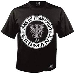 Sons of Frankfurt Patch Herren, Jungs, Bub, T-Shirt in der modefarbe schwarz, weiß, grau, rot,Camouflage (Schwarz, L) von Mi Barrio