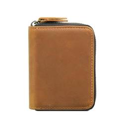 MiOYOOW Kleine Leder Geldbörse, Kreditkarten Münzgeldbörse, Vintage Kartenhalter, Organizer mit Reißverschluss und Mehreren Kartenfächern für Damen und Herren von MiOYOOW