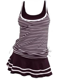 MiYang Damen Tankini Streifen Vintage Schwimmkleid, Rot / Violett, XL von MiYang