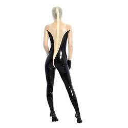 MiZuh Latex Gummi Damen Transparent und Schwarz Catsuit Handschuh Ganzkörper Bodysuit Strumpfhose Größe XXS~XXL-Schwarz-XL von MiZuh