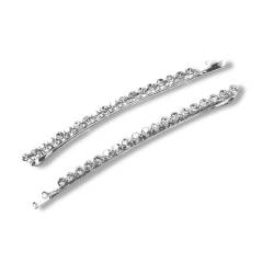 Mia Beauty Long Curved Rhinestone Bobby Pins Hair Pins Hair Accessories for Women, Teens, Dress Up, Casual, Trendy - Clear Stones + Silver Metal von Mia